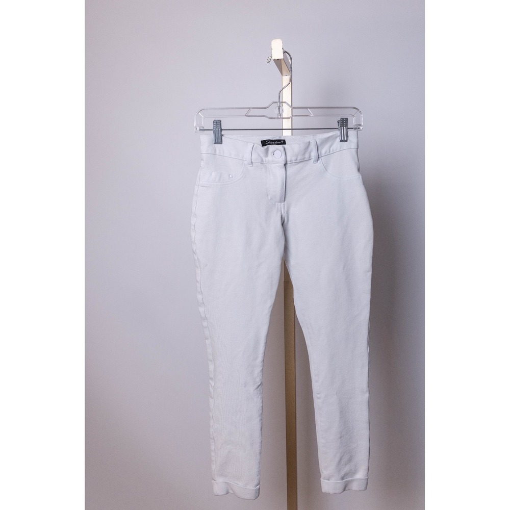 Shinestar Women's Jeggings White Stretch Mid Rise Cuffed Size M